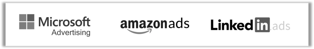 Logos Microsoft Ads, Amazon Ads, Linked In Ads